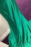 Green Sheer Appliques Satin Mermaid Long Party HZ0307