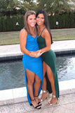 LTP0816,Cheap satin tight prom dresses split evening HZ0307