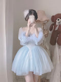 Baby Blue Sweetheart Homecoming Dresses Lace Short Prom HZ0307