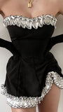 Black Strapless Homecoming Dresses Short Mini Party HZ0307