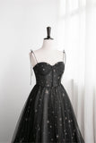 Black Corset Satrs Tulle A-line Long Formal HZ0307