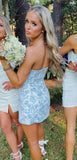 Bravo Floral Print Homecoming Dresses Strapless Mini Party Gown, HZ0307