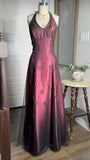 Burgundy Halter Lace Sheath Long Evening Prom HZ0307
