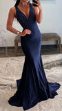 Charming V-Neck Mermaid Prom Dresses Pearl Beaded Evening Party HZ0307