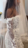 Classic Mermaid Lace Beaded Wedding Dresses Off The Shoulder Bridal HZ0307