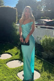 Classy Mermaid Off The Shoulder Yellow Satin Long Evening Dress Prom Dresses , HZ0307