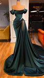 Elegant Dark Green Mermaid Long Prom Dresses Beaded Evening Party HZ0307