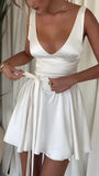 Ivory V-neck Homecoming Dresses Elegant Short Cocktail Party HZ0307