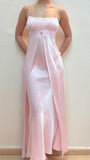 Light Pink Sheath Long Prom Dresses Spaghetti Straps Full Length Birthday Party HZ0307