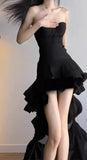 Modern Black Hi- Lo Party Dresses Sweetheart Gala Prom Dress Short Girls HZ0307