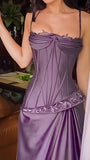 Purple/Grey Spaghetti Straps Embroidery Party HZ0307
