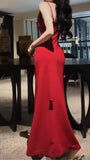 Red Mermaid Prom Dresses Spaghetti Straps Evening Party HZ0307