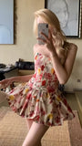 Romantic Floral Homecoming Dresses Strapless Mini Prom Graduation HZ0307