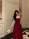 Sexy A Line Straps Red Ankle Length Prom Dresses Birthday HZ0307