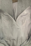 Short Puffy Sleeves Grey Sparkle Tea Length HZ0307
