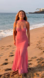Sweet Pink Sheath Long Evening Prom HZ0307